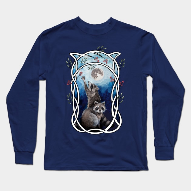 Nouveau Raccoons Long Sleeve T-Shirt by Heather Dorsch Creations